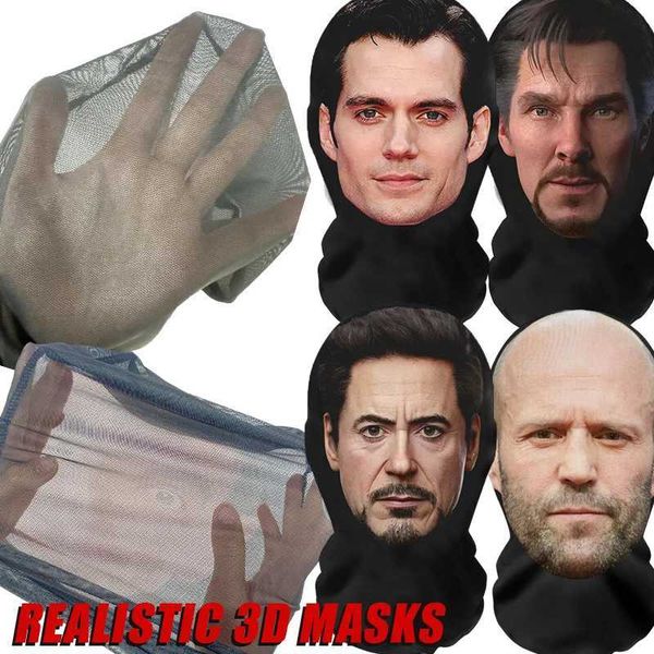 Mask 3D Funny Cosplay for Women Men Celebrity Face Mask Perspective Breathable Face Balaclava Halloween Decorations L260610