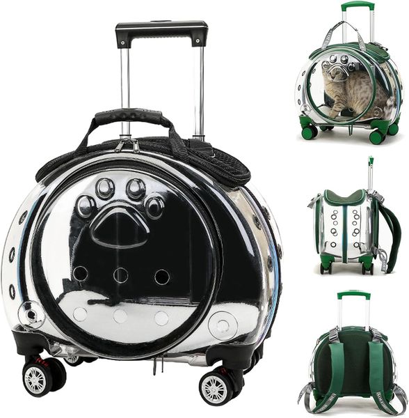 LBY Cat Carrier With Wheels, Rolling Pet Carrier On Wheels,…