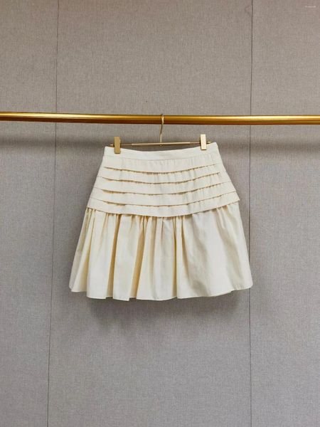 Skirts Summer 2026 Women's Pleated Mini Skirt Zipper A-Line Ladies Splicing Layered Lotus Leaf Short Jupe