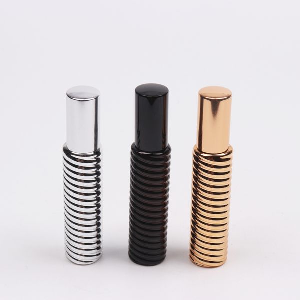 10ml Elegant Swirl Pattern Designed Perfume Bottle Refillable Empty Spray Bottles of Perfume Essential Oil Silver Gold Black Color Perfume Atomizer for travel