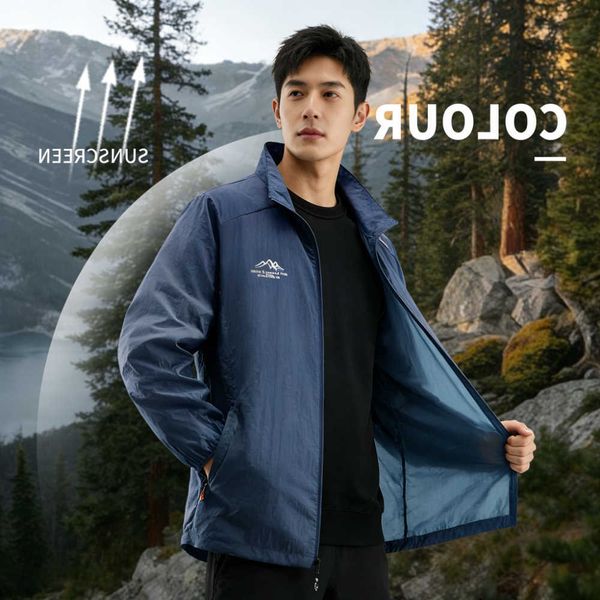 Men Summer Windbreaker Zip UPF100 Pockets Uv Sun Protections Breathable Ultra-light Clothes Outdoor Skin Thin Coats Camp M260612