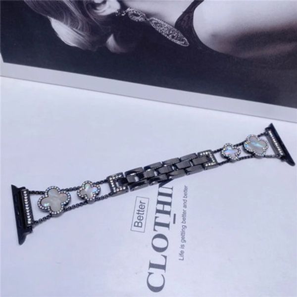 2026 New New Small Fragrant Four-Leaf Fritillary Outdoor With outdoor Diamond Strap Band Link Bracelet Straps Metal Bands Watchband For Apple Watch Series 3 4 5 263