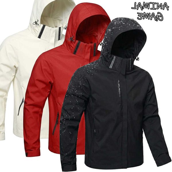 Windproof Mens Outdoor Waterproof Hoodie Coats Lightweight Cycling and Hiking Raincoat Work Man Climbing Outerwear M260621