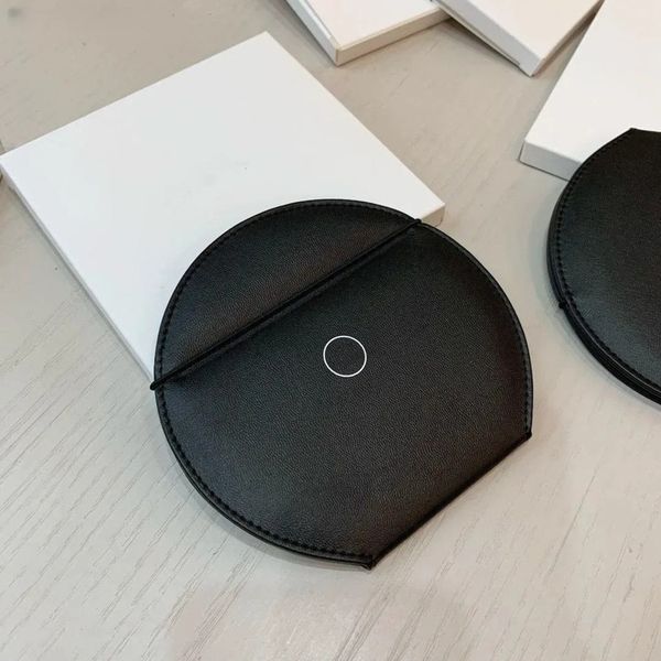 Luxury Designer Decor Designer Black Round Classic Logo Printed Folding Mirror Women's Portable Leather Makeup Mirror Travel Makeup room Too 07