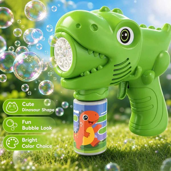 Dinosaur Bubble Gun Automatic Bubble Maker Green/Pink Summer Outdoor Kids Toys L260612M78Y