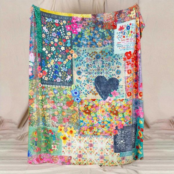 Bohemian 1PC style floral flannel blanket modern style polyester and acrylic fiber rectangular blanket suitable for a variety o D260612