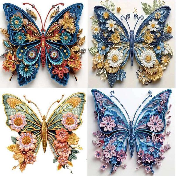 30X30CM DIY 5D Diamond Painting Butterfly Diffraction Paper Cross Stitch Kit Partial Special Shaped Embroidery Mosaic Art Decor 26L0612