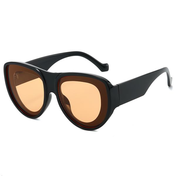 High quality 2026 New Large Frame Fashion European and American Style Unique Hip-Hop Oval Shield PC Internet Celebrity Sunglasses for Women