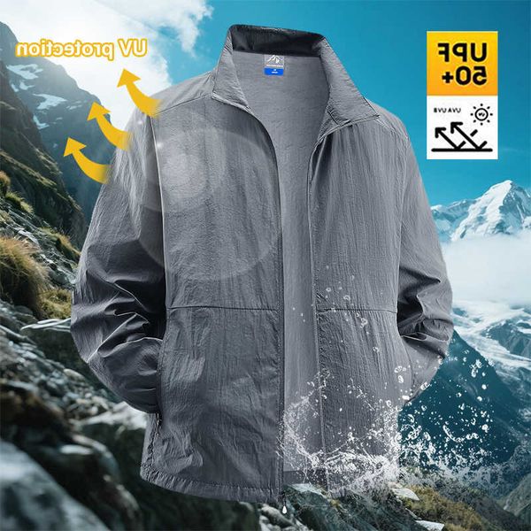 Plus Size 8XL Summer UPF50 Mens Sun Protection Lightweight Outdoor Windbreaker Quick Dry Breathable UV Coat for Hiking M260612