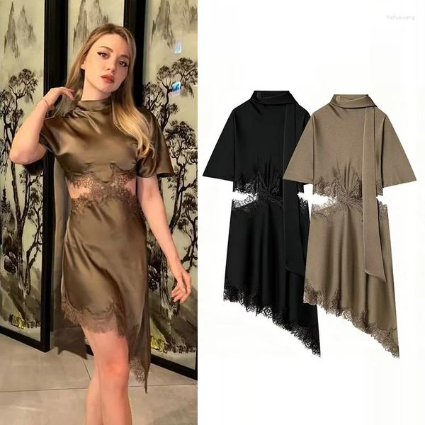 Casual Dresses Women's Fashion Satin Lace Mini Dress — compare prices at CompareOffers