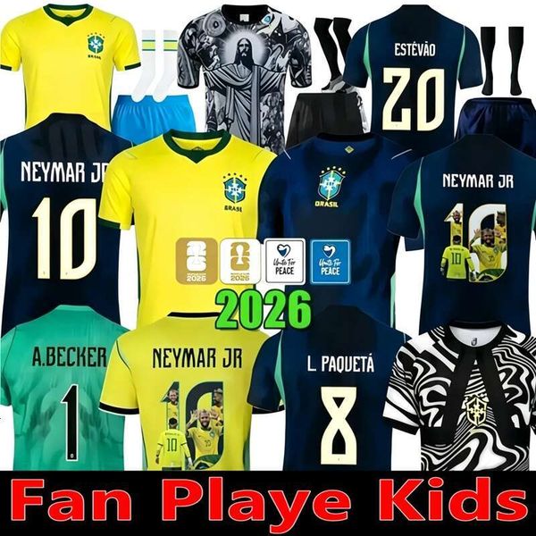 new 2026 World Cup Brazil jersey NEYMAR Brasil Soccer Jersey CASEMIRO National Team G.JESUS P.COUTINHO Kids kits L.PAQUETA RIVALDO T.SILVA PELE MARCELO VINI JR
