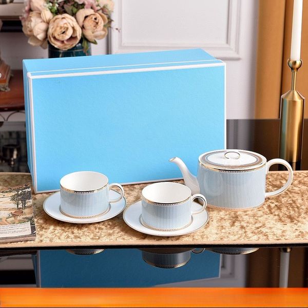 Neoclassical, British elegance, minimalist and fashionable bone china coffee set pot, 205ml coffee cups and saucers, high-end exquisite afternoon tea cups