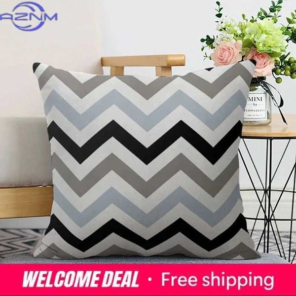 Blue Black Marble Print Mosaic Geetric Stripe Pattern He low Case Square Off Decor Cushion Cover J260612