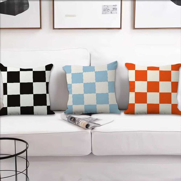 Fashion Checkerboard Plaid cushion cover low Case Plush Fabric Soft Double Sided Print Sofa Cushion Cover Throw low Covers J260612