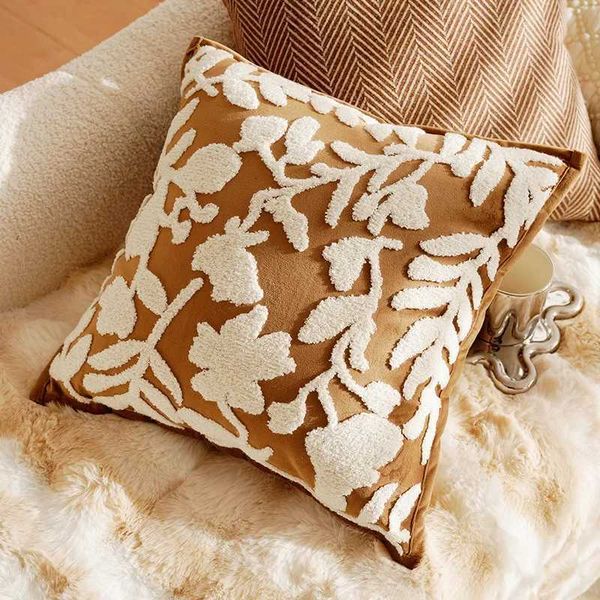 30x50/45x45CM Light Luxury Throw low Cover Brown French Stamping Waist Cushion Cover Decor He Decorative lowcase J260612