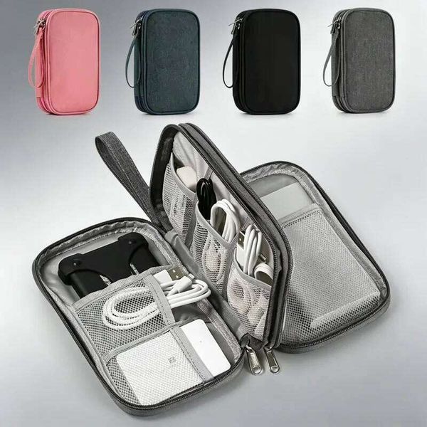 Portable Travel Digital Storage Bag, USB Cable Earphone Power Bank Organizer Case 4 Colors Pink/Grey/Black/Navy