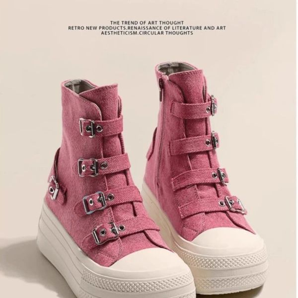 Canvas Ankle Boots Buckle Women's Shoes