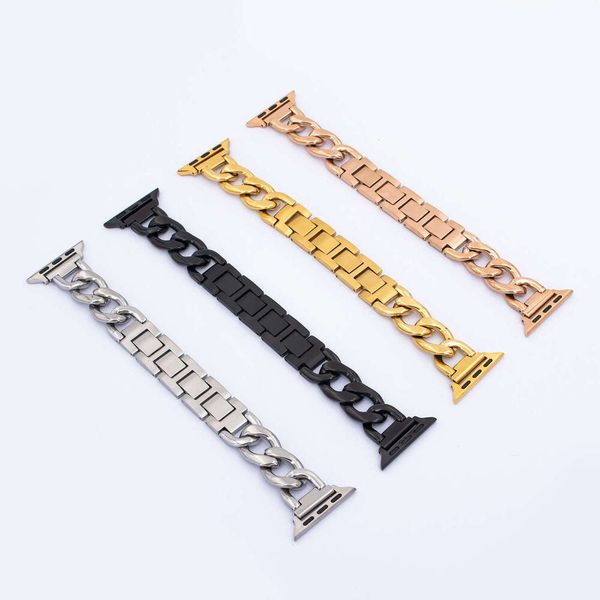 Suitable for Apple Watch Stainless Steel Thin Single Row Denim Chain Band