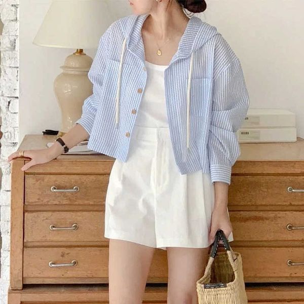 Summer Slimming Shirt Short Womens Striped Loose Sunshade — compare prices at CompareOffers