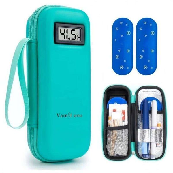 Insulin Cooler Temperature Display - Medicine Refrigerated Bag with 2 Ice Pack for Diabetic Medication Pen Travel Daily Use