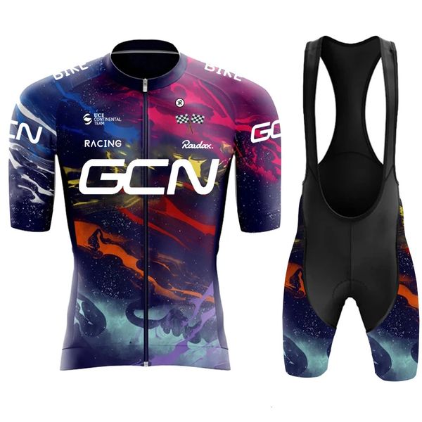 2024 Mens Summer Cycling Short Sleeved Road Bike Breathable Shirt Team Training Suit Bib Shorts Quick Drying Set 260610