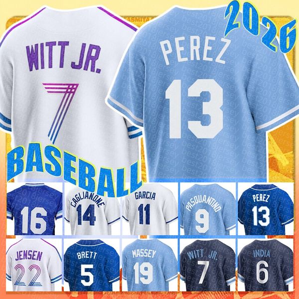 Mens Jac Caglianone Baseball Jersey Bobby Witt Jr. Salvador Perez Kansas City Maikel Garcia Bo Jackson Vinnie Pasquantino Carter Jensen George Brett Michael Massey