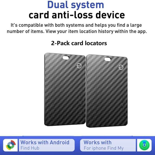 1/2-Pack Dual-system positioning card, supporting Bluetooth smart anti-lost card for Android/iOS systems, and wireless charging