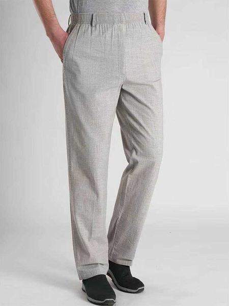 Pants Summer Linen Men Casual Work Wear Office Thin Straight Long Formal Suit Trousers Plus Size 5xl 2024 New