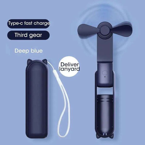 2000mAh Mini Portable USB Rechargeable Cooler Collapsible Handheld Desktop Fan Quiet Foldable Office Home Handy Power Bank
