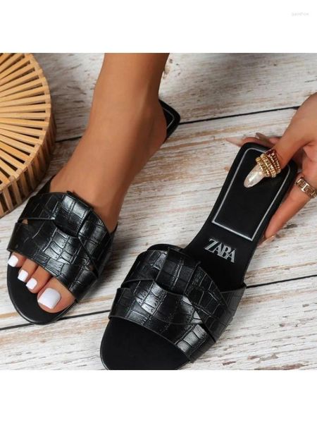 Slippers Designer Sandals Woman Flat Woven With Comfortable Women's Shoes Casual Bottom Plus Size 42