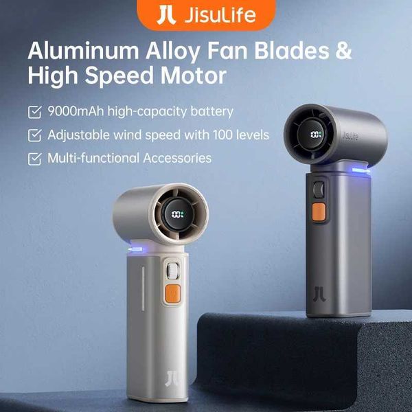 JISULIFE Portable Turbo Handheld Fan 100 Winds Speeds Adjustable 9000 mAh Rechargeable Battery LED Display Outdoor Camping Z260616