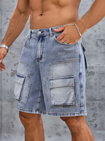 Men's Blue Slim Fit Denim Shorts