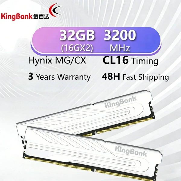 KingBank Origina DDR4 RAM 16GBX2 32000MHz Hynix Chip MG/CX CL16 High Performance for Desktop PC Memory