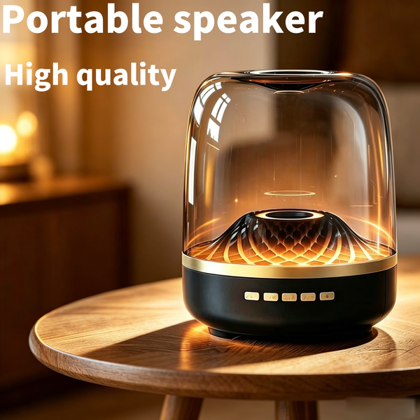 New glass-style wireless Bluetooth speaker featuring surround sound and enhanced deep bass, with support for sleep-aid audio playback.