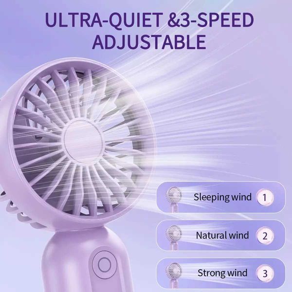 Mini USB Rechargeable Handheld Fan 3 Speeds Portable for Travel Z260616