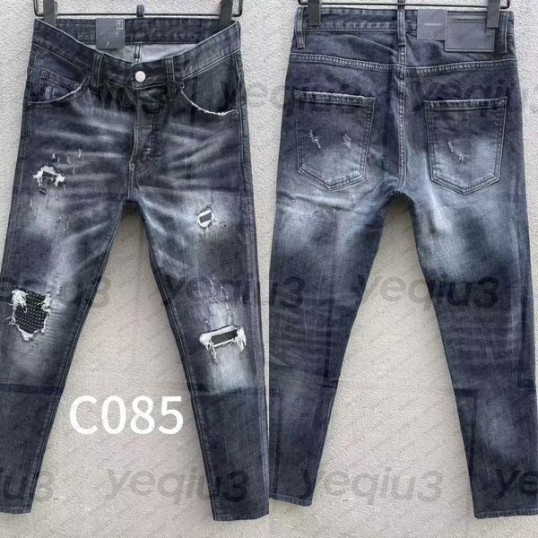 Men's Mid Rise Slim Tapered Jeans Stretch Distressed Vintage Wash Casual Denim …