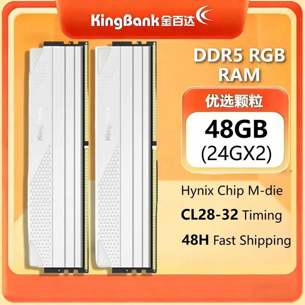 KingBank Origina DDR5 RGB RAM 24GBX2 6000/6800MHz Hynix Chip M-die CL28/32 High Performance for Desktop PC Memory