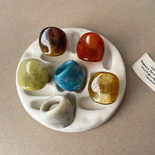 1piece Bohemian retro style irregular resin blend ring for women fashionable and versatile suitable daily wear 260616