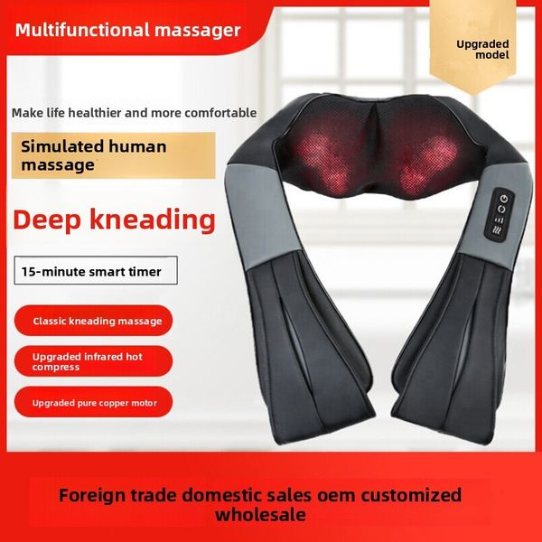 Multifunctional kneading massage shawl for car home use, electric neck and shoulder massager with heating function