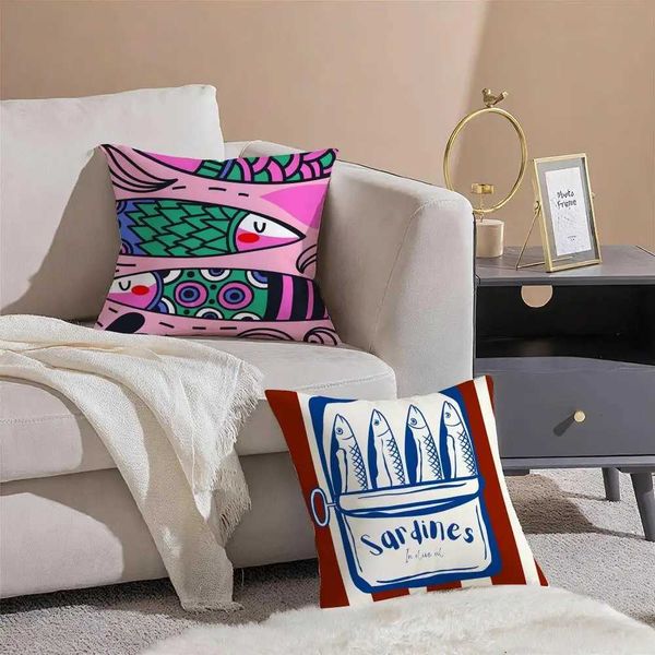 Fantasy Colorf Sardine-S Patterns Art Cushion Cover lowcase Short Plush Invisible zipper Ro Sofa Cushion Cover J260616