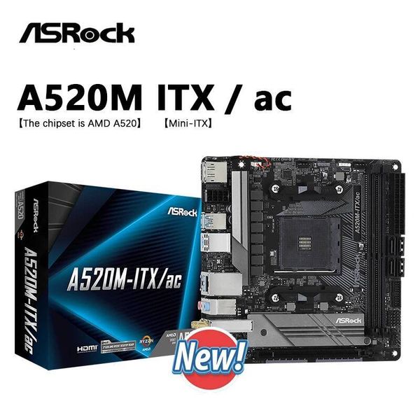ASROCK New A520M ITX / ac Mini-ITX AMD A520 DDR4 4733OC MHz USB32 Max-64G Double Channel Socket AM4 Motherboard