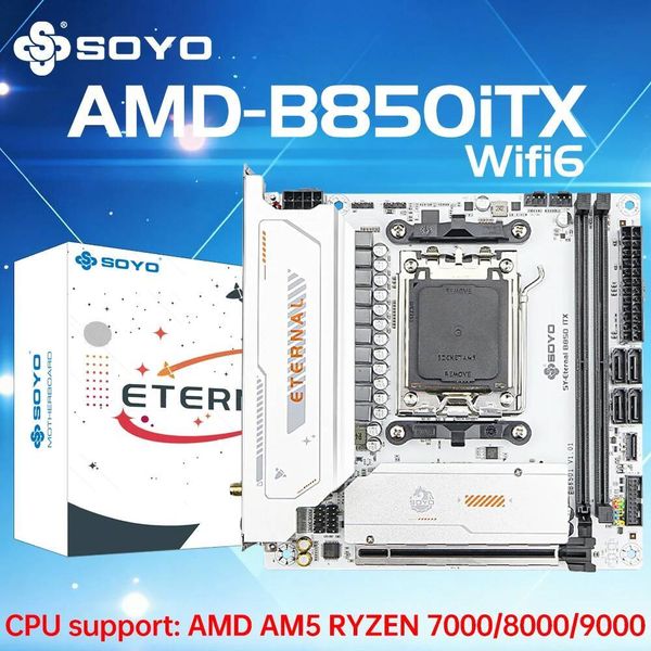 SOYO B850ITX AMD Mini Motherboard AMD Ryzen AM5 DDR5 Supports CPU 7000 8000 9000 Processors Pcie50x16 Pcie40x4 M2 ARGB WIFI6
