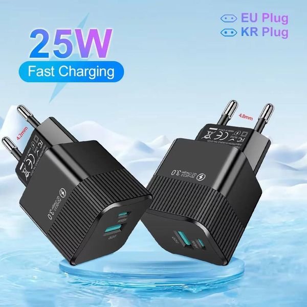 2 Ports PD 25W USB C Charger KR EU Mini Travel Plug Phone Fast Charging Adapter for iPhone 15 Pro Max Oneplus dsmythur