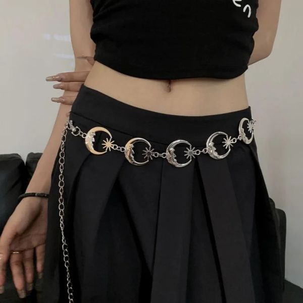Boho Ethnic Style Retro Metal Sun Moon Waist Chain for Women Fashion Versatile Dress Belt Belly Body Jewelry Accessories 260615