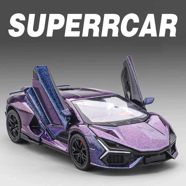 132 Lambor Revuelto V12 GT Car Toy Alloy Diecast Model Doors Opened Sound Light Pull Back Miniature Sportscar Collect Ornaments Y2606173EPG