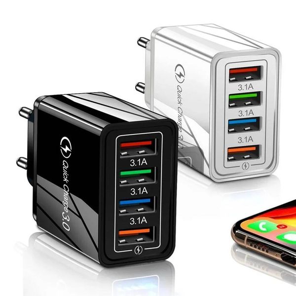 EU US Plug 3A Multi Port 4 USB Quick Charge 3.0 Phone Adapter Tablet Portable Wall Fast Charger For Poco dsmythur