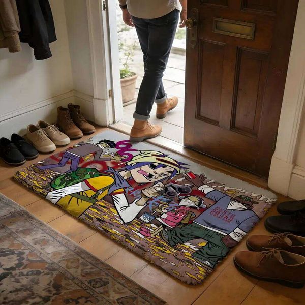 Gorillaz Demon Days Album Cover Art Floor Soft Flannel Absorbent Mat Non-Slip Rug Home Bedroom Bathroom 26L0617