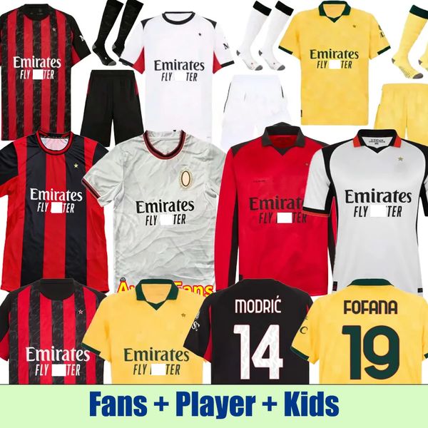 25 26 27 ac soccer jerseys shirts BENNACER LOFTUS-CHEEK RAFA GIMENEZ LEAO PULISIC THEO ESTUPINAN MODRIC 2025 milano 2026 2027 football Home Away Kids Mens Kit uniform