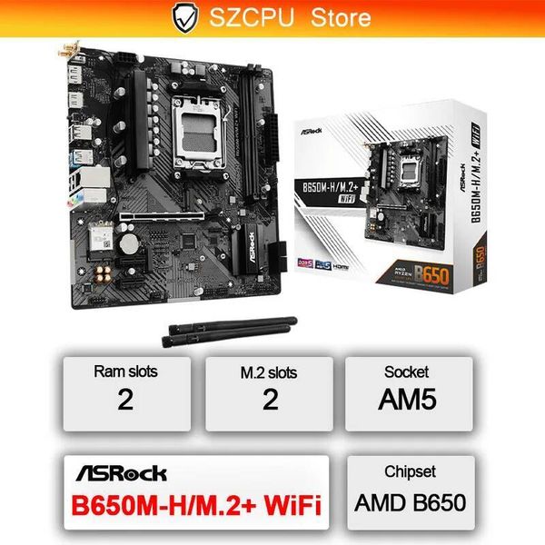 Asrock B650M-H/M2 WiFi New Micro-ATX Motherboard AM5 LGA 1718 AMD B650 Micro ATX DDR5 PCIe 40 M2
