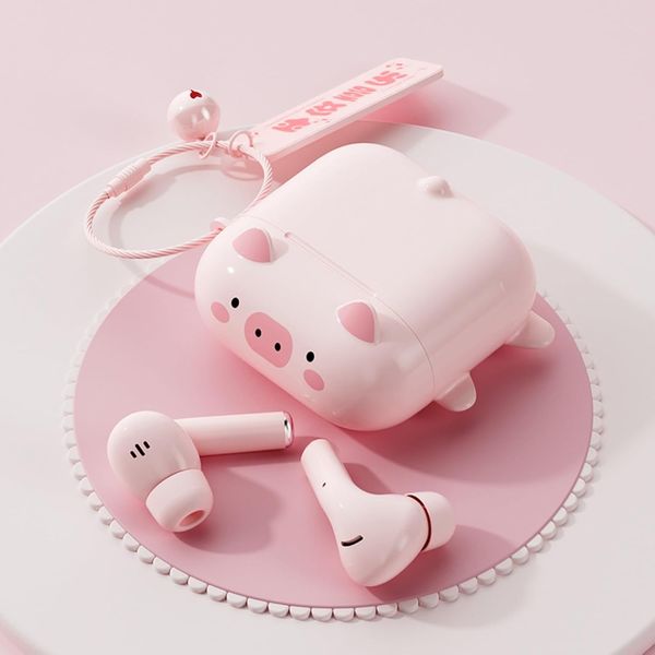 Cute Kids Pink True Wireless Earbuds Girls Ear Buds for Kids for School Earphones with Case for iPhone Android Kawaii Headphones Kid Bluetooht Earbuds for Small Ear